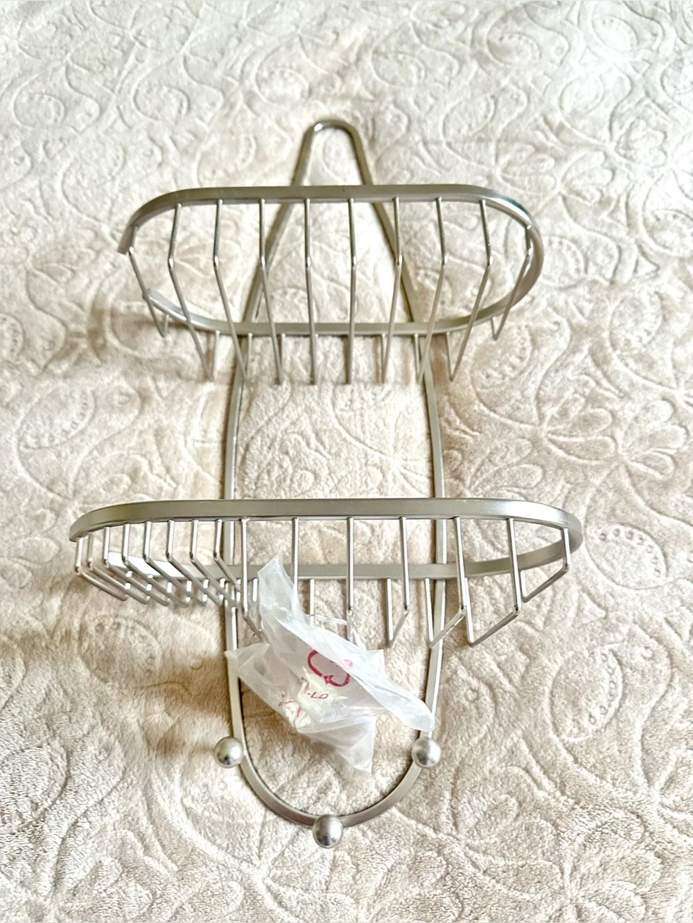 Two-Tier Stainless Steel Shower Caddy in Brushed Silver